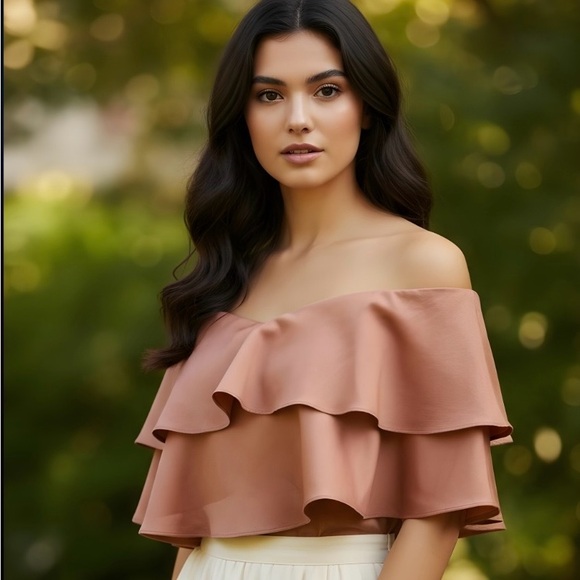 DESIGNER CROP PARTY SHIRT Rebecca Taylor Off Shoulder NWT $250 Bra Top Ruffle 12 - Picture 12 of 12